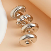 Thumbnail for Chic 4pcs Gold Silver Plated Textured Ear Cuff Earrings Set - ArtGalleryZen