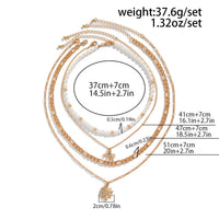 Thumbnail for Chic 4pcs Rhinestone Inlaid Sun Moon Pendant Pearl Chain Necklace Set - ArtGalleryZen