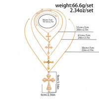 Thumbnail for Chic 4pcs Rhinestone Pearl Inlaid Cross Pendant Necklace Set - ArtGalleryZen