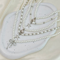 Thumbnail for Chic 5pcs Bowknot Shell Starfish Pendant Pearl Chain Necklace Set - ArtGalleryZen