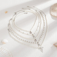 Thumbnail for Chic 5pcs Bowknot Shell Starfish Pendant Pearl Chain Necklace Set - ArtGalleryZen