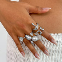 Thumbnail for Chic 5pcs Irregualr Pearl Inlaid Waterdrop Ring Set - ArtGalleryZen