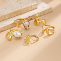 Thumbnail for Chic 5pcs Irregualr Pearl Inlaid Waterdrop Ring Set - ArtGalleryZen