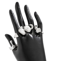 Thumbnail for Chic 5pcs Irregualr Pearl Inlaid Waterdrop Ring Set - ArtGalleryZen