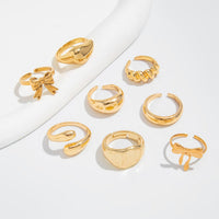 Thumbnail for Chic 8pcs Bowknot Glossy Waterdrop Open Ring Set - ArtGalleryZen