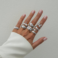 Thumbnail for Chic 8pcs Bowknot Glossy Waterdrop Open Ring Set - ArtGalleryZen