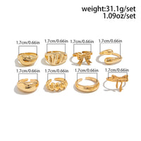 Thumbnail for Chic 8pcs Bowknot Glossy Waterdrop Open Ring Set - ArtGalleryZen