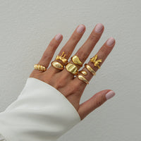 Thumbnail for Chic 8pcs Bowknot Glossy Waterdrop Open Ring Set - ArtGalleryZen