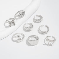 Thumbnail for Chic 8pcs Bowknot Glossy Waterdrop Open Ring Set - ArtGalleryZen