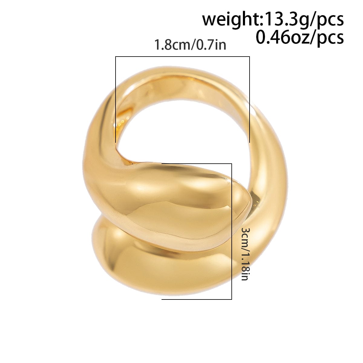 Chic Abstract Chunky Waterdrop Ring - ArtGalleryZen