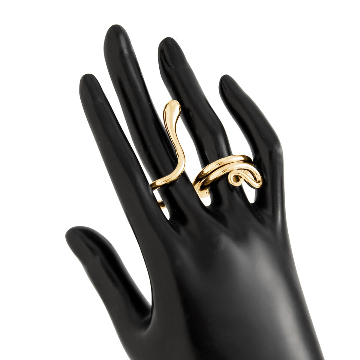 Chic Abstract Flow Waterdrop Double Finger Ring - ArtGalleryZen