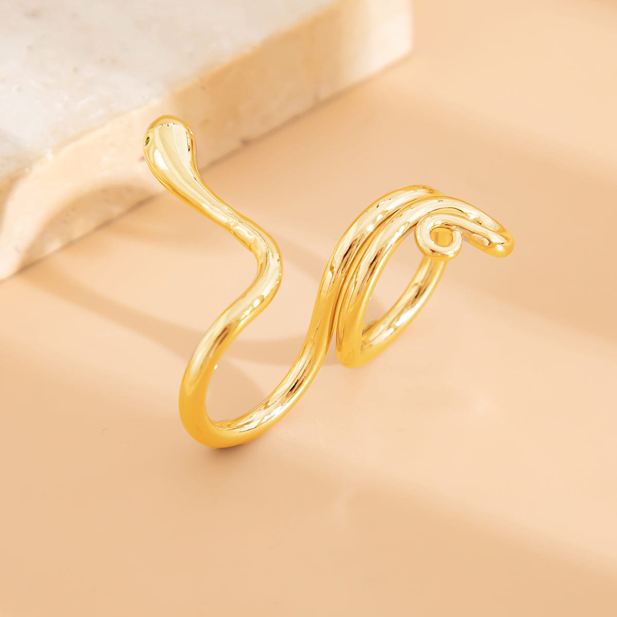 Chic Abstract Flow Waterdrop Double Finger Ring - ArtGalleryZen