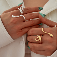 Thumbnail for Chic Abstract Flow Waterdrop Double Finger Ring - ArtGalleryZen