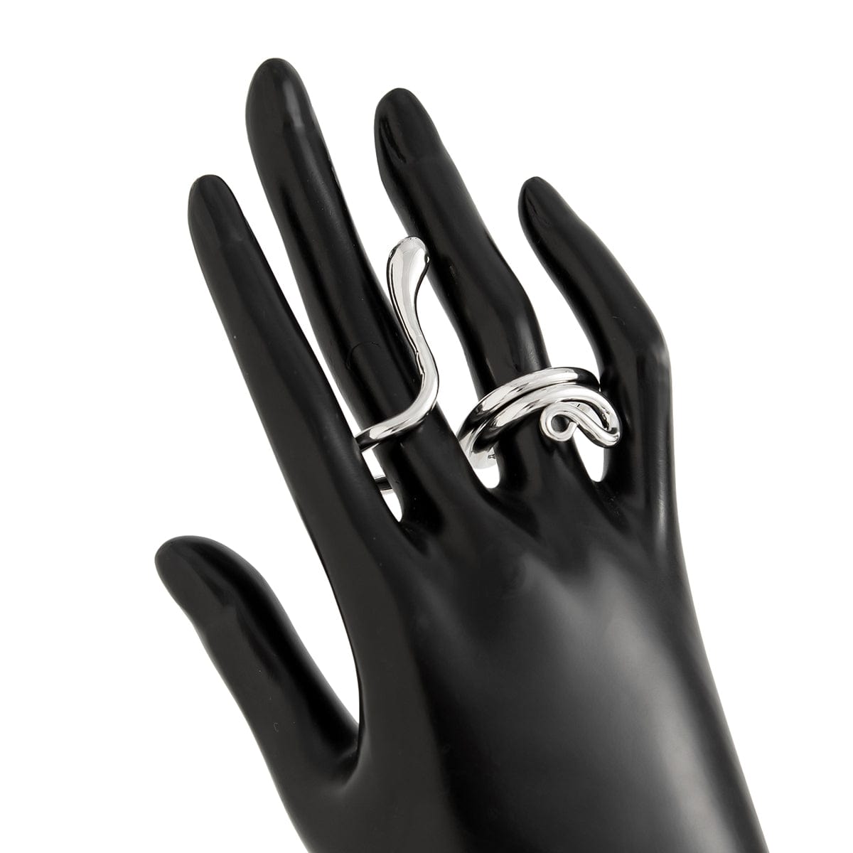 Chic Abstract Flow Waterdrop Double Finger Ring - ArtGalleryZen