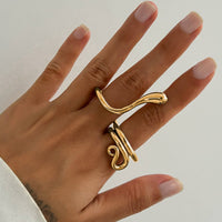 Thumbnail for Chic Abstract Flow Waterdrop Double Finger Ring - ArtGalleryZen