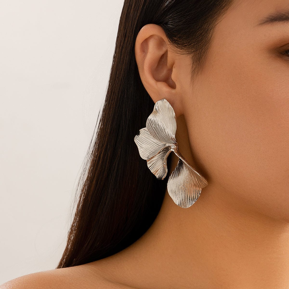 Chic Abstract Pleated Flower Petal Pattern Earrings - ArtGalleryZen