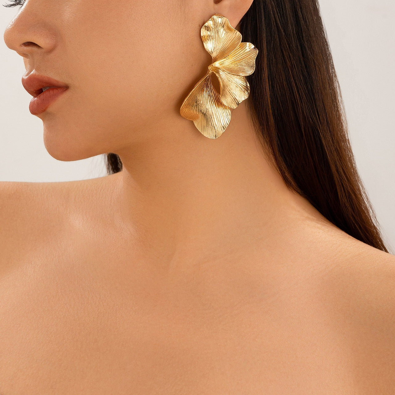 Chic Abstract Pleated Flower Petal Pattern Earrings - ArtGalleryZen