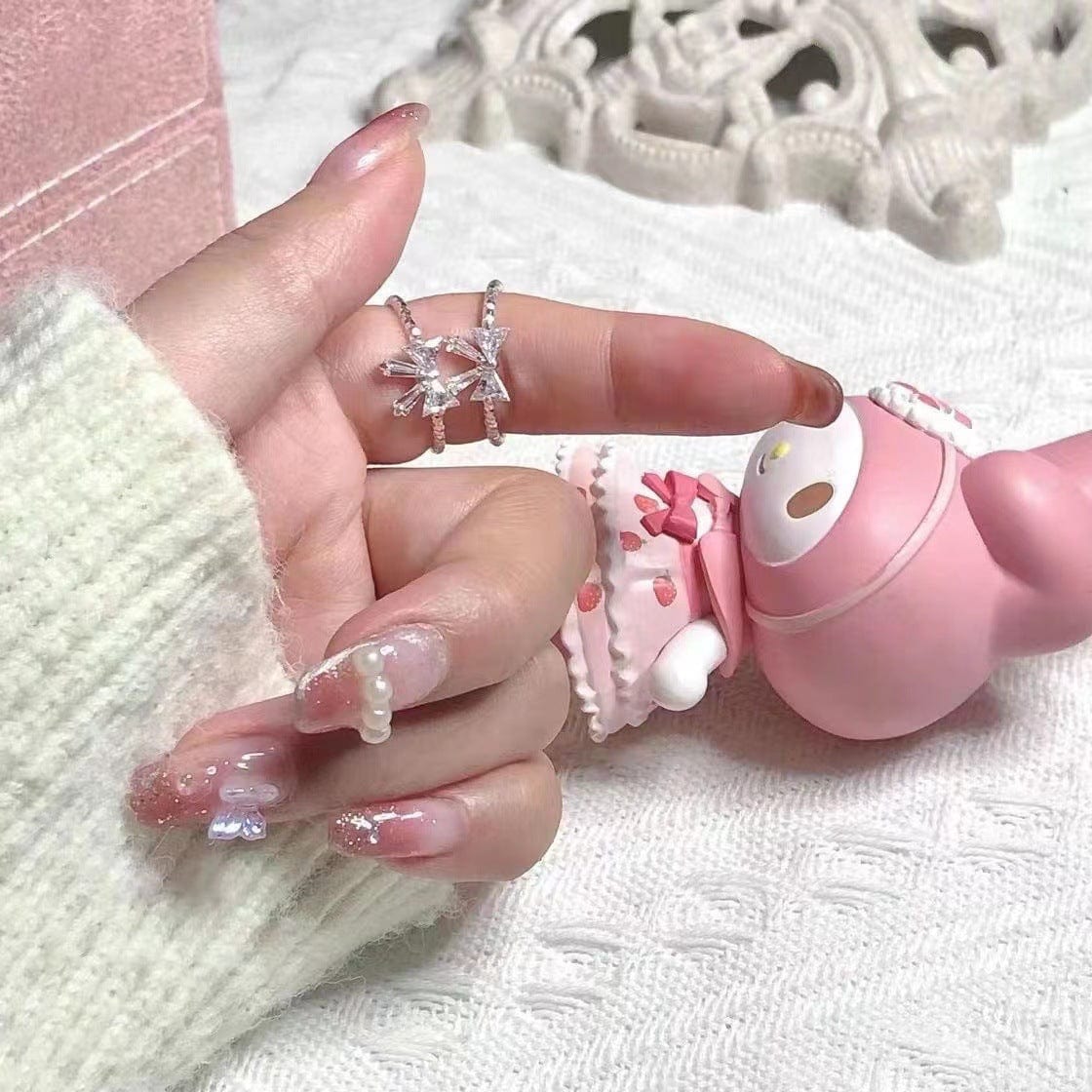 Chic Adjustable Crystal Bowknot Ring - ArtGalleryZen