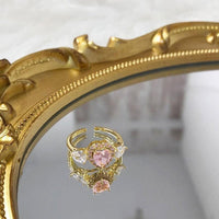 Thumbnail for Chic Adjustable Pink Crystal Angel Wings Heart Ring - ArtGalleryZen