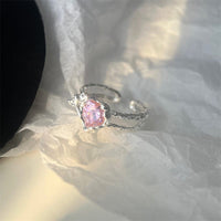 Thumbnail for Chic Adjustable Pink Crystal Heart Ring - ArtGalleryZen