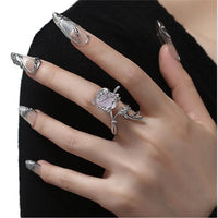 Thumbnail for Chic Adjustable Purple Raw Crystal Rose Ring - ArtGalleryZen