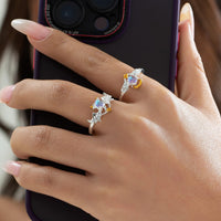 Thumbnail for Chic Antique Angel And Devil Matching Opal Ring Set - ArtGalleryZen