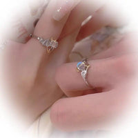 Thumbnail for Chic Antique Angel And Devil Matching Opal Ring Set - ArtGalleryZen