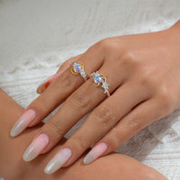 Thumbnail for Chic Antique Angel And Devil Matching Opal Ring Set - ArtGalleryZen