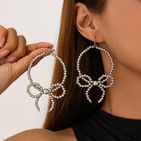 Thumbnail for Chic Beaded Bowknot Dangle Hoop Earrings - ArtGalleryZen