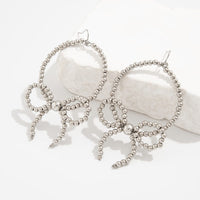 Thumbnail for Chic Beaded Bowknot Dangle Hoop Earrings - ArtGalleryZen
