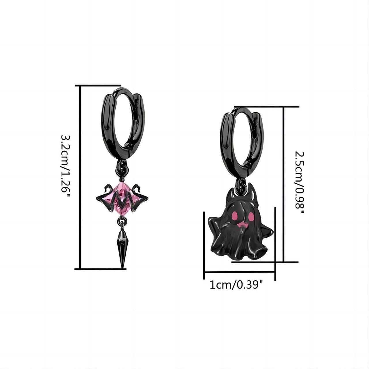 Chic Black and White Little Ghost Earrings - ArtGalleryZen