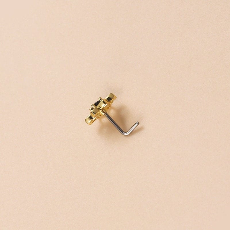 Chic Black CZ Inlaid Stainless Steel Antique Evil Eye Hamsa Nose Piercing Nose Stud - ArtGalleryZen
