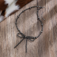 Thumbnail for Chic Bowknot Beaded Chain Necklace - ArtGalleryZen