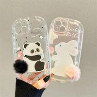 Thumbnail for Chic Bunny Panda Plush Tail Silicone iPhone Case - ArtGalleryZen