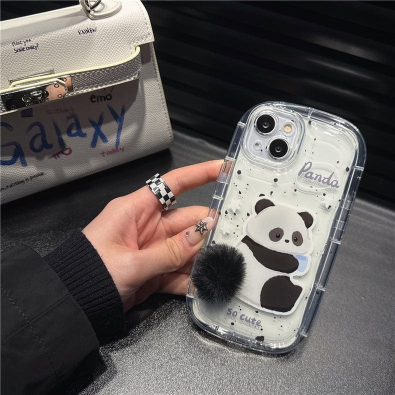 Chic Bunny Panda Plush Tail Silicone iPhone Case - ArtGalleryZen