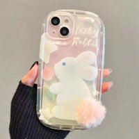 Thumbnail for Chic Bunny Panda Plush Tail Silicone iPhone Case - ArtGalleryZen
