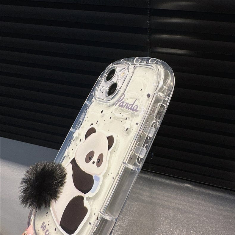 Chic Bunny Panda Plush Tail Silicone iPhone Case - ArtGalleryZen