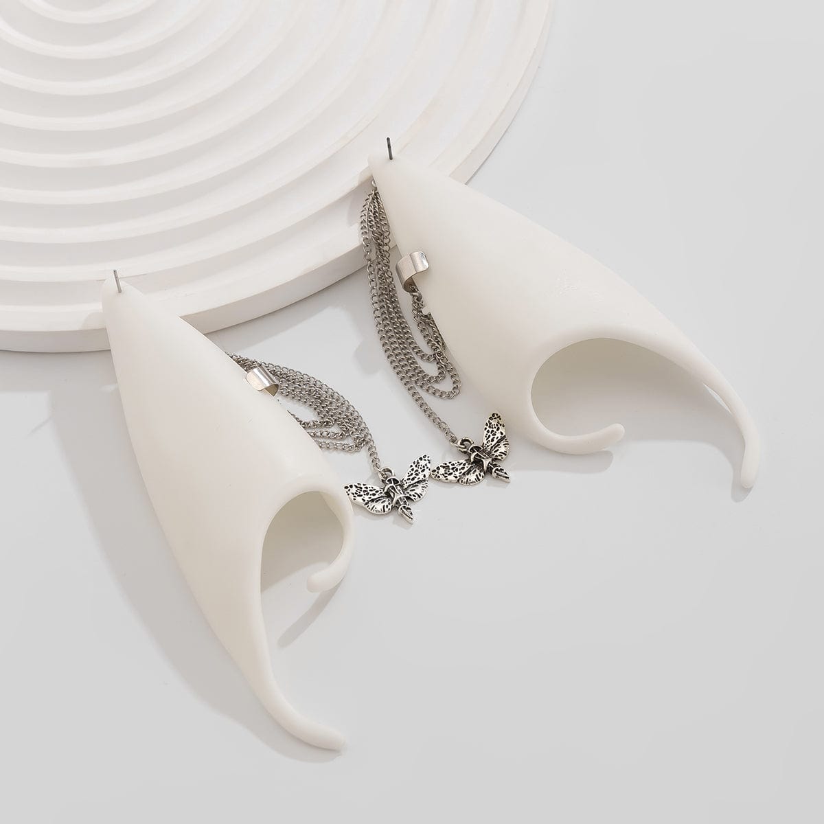 Chic Butterfly Tassel Silicone Elf Ear Cuff Wrap Earrings - ArtGalleryZen