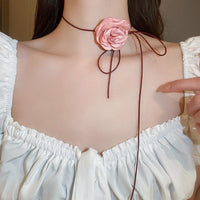 Thumbnail for Chic Camellia Flower Wax Cord Collar Choker - ArtGalleryZen