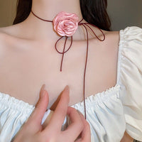 Thumbnail for Chic Camellia Flower Wax Cord Collar Choker - ArtGalleryZen