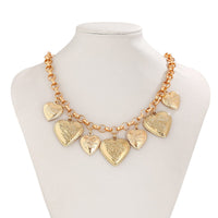 Thumbnail for Chic Chunky Flower Relief Heart Tassel Necklace Bracelet - ArtGalleryZen