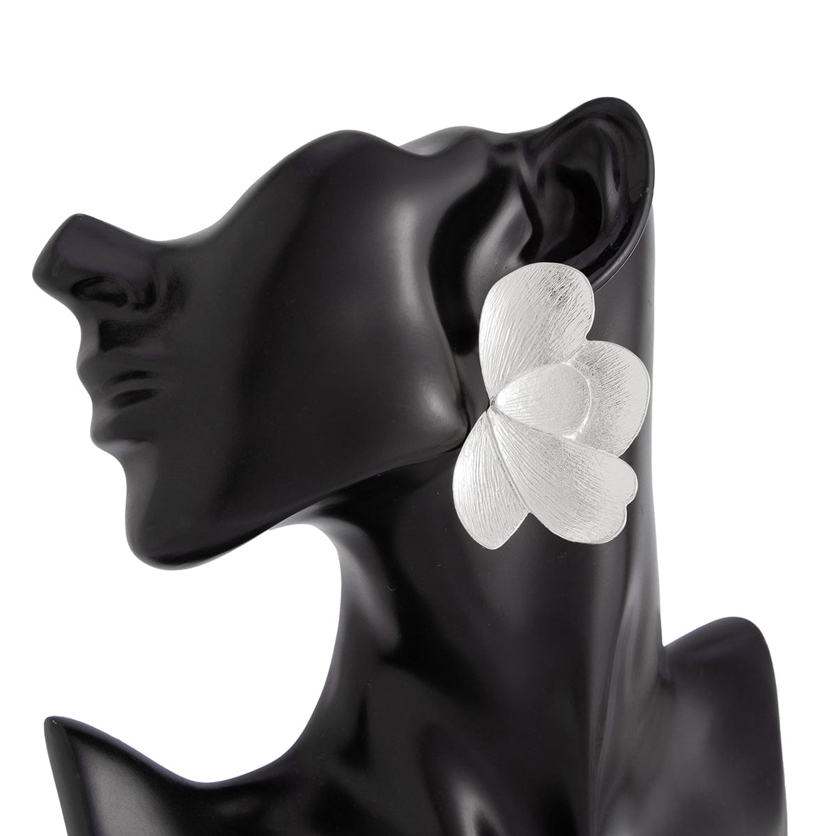 Chic Chunky Gold Silver Tone Textured Flower Earrings - ArtGalleryZen