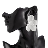 Thumbnail for Chic Chunky Gold Silver Tone Textured Flower Earrings - ArtGalleryZen