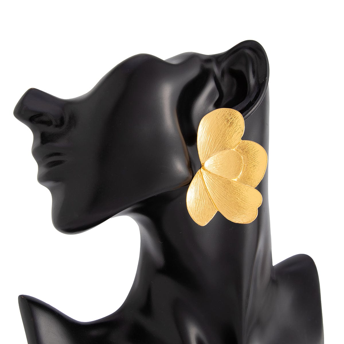 Chic Chunky Gold Silver Tone Textured Flower Earrings - ArtGalleryZen