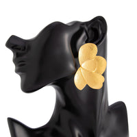 Thumbnail for Chic Chunky Gold Silver Tone Textured Flower Earrings - ArtGalleryZen
