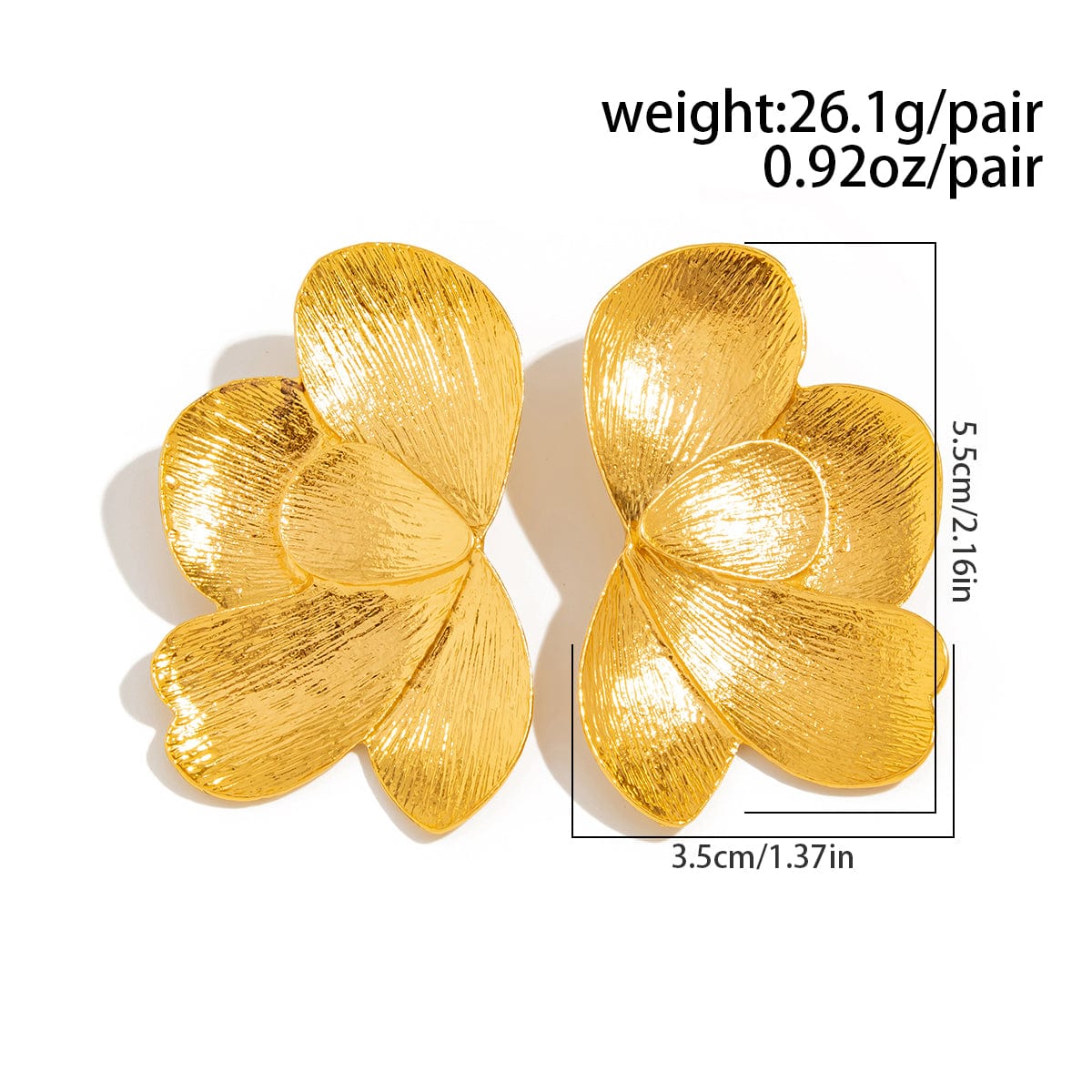 Chic Chunky Gold Silver Tone Textured Flower Earrings - ArtGalleryZen