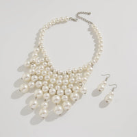 Thumbnail for Chic Chunky Pearl Tassel Chain Necklace Earrings Set - ArtGalleryZen