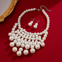 Thumbnail for Chic Chunky Pearl Tassel Chain Necklace Earrings Set - ArtGalleryZen