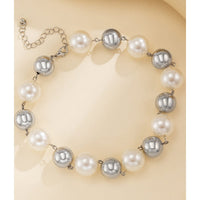 Thumbnail for Chic Chunky Two Tone Pearl Chain Choker Necklace - ArtGalleryZen