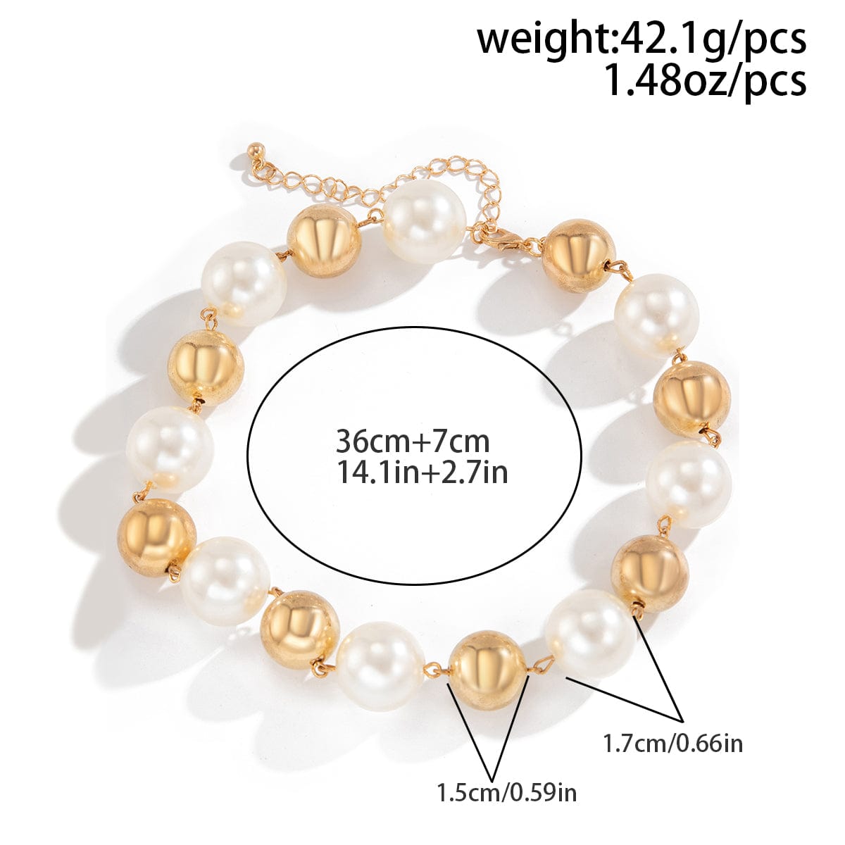 Chic Chunky Two Tone Pearl Chain Choker Necklace - ArtGalleryZen